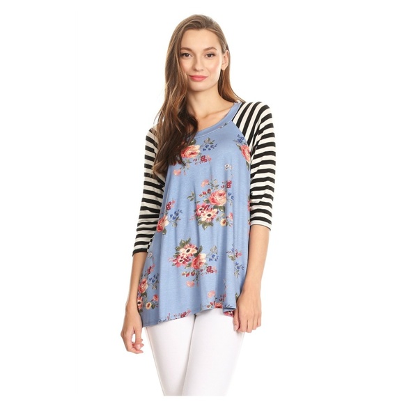 MOA USA Tops - BLUE STRIPE TOP